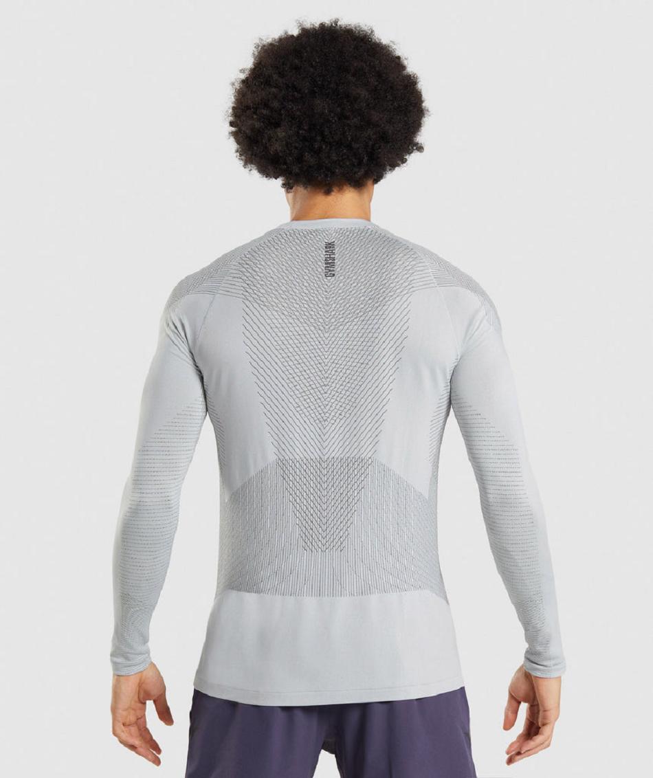 Long Sleeve Gymshark Apex Seamless Hombre Gris Claro Negras Gris | CO 3506PJJ